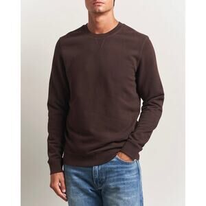 Sunspel Loopback Truffle Brown Sweatshirt Large NEW Crewneck Cotton Pullover